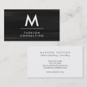 Monogram | Zwarte strepen Visitekaartje (Voorkant / Achterkant)