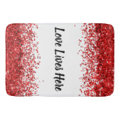 Monogram - Zwarte tekst op wit met rode glitter | Badmat (Voorkant)