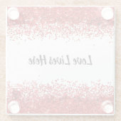 Monogram - Zwarte tekst op wit met rode glitter | Glazen Onderzetter (Achterkant)