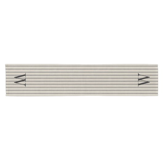 Monogram zwarte toneelstrips | Moderne bosbouw Korte Tafelloper (Horizontaal)