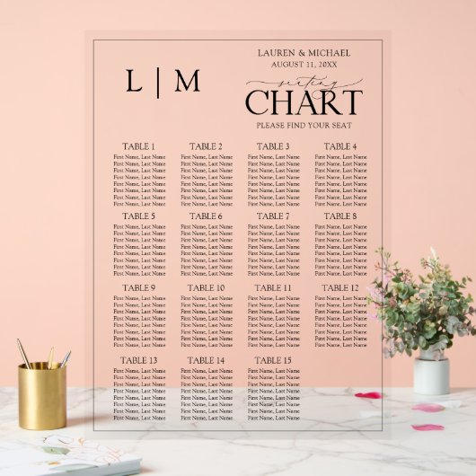 Monogram Zwarte Typografie Trouwstoel Grafiek Acryl Bord (Huwelijk)