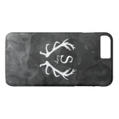 Monogram zwarte Waterverf en Rustic Deer Antlers Case-Mate iPhone Case (Achterkant (Horizontaal))