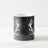 Monogram zwarte Waterverf en Rustic Deer Antlers Koffiemok (Center)