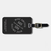 monogram zwarte wereldreis bagagelabel (Voorkant horizontaal)