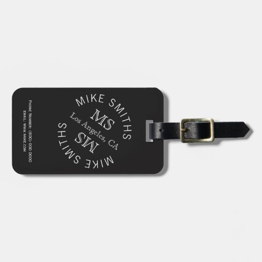 monogram zwarte wereldreis bagagelabel (Voorkant horizontaal)