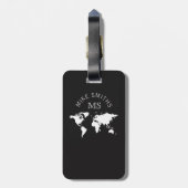 monogram zwarte wereldreis bagagelabel (Achterkant verticaal)