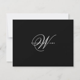 Monogram Zwarte & Witte Bedankkaart
