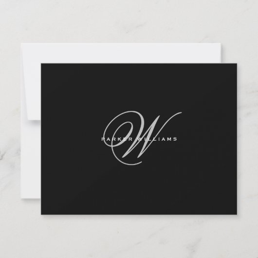 Monogram Zwarte & Witte Bedankkaart (Voorkant)