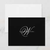 Monogram Zwarte & Witte Bedankkaart (Voorkant / Achterkant)