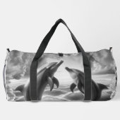 Monogram Zwarte & Witte Dolfijnen Oceaan | Plunjezak (Achterkant)