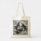 Monogram Zwarte & Witte Dolfijnen Oceaan | Tote Bag (Achterkant)