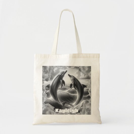 Monogram Zwarte & Witte Dolfijnen Oceaan | Tote Bag (Voorkant)