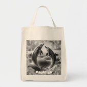 Monogram Zwarte & Witte Dolfijnen Oceaan | Tote Bag (Voorkant)