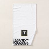 Monogram Zwarte Witte geborstelde textuur Bad Handdoek (Handdoek)