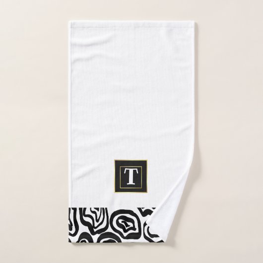 Monogram Zwarte Witte geborstelde textuur Bad Handdoek (Handdoek)
