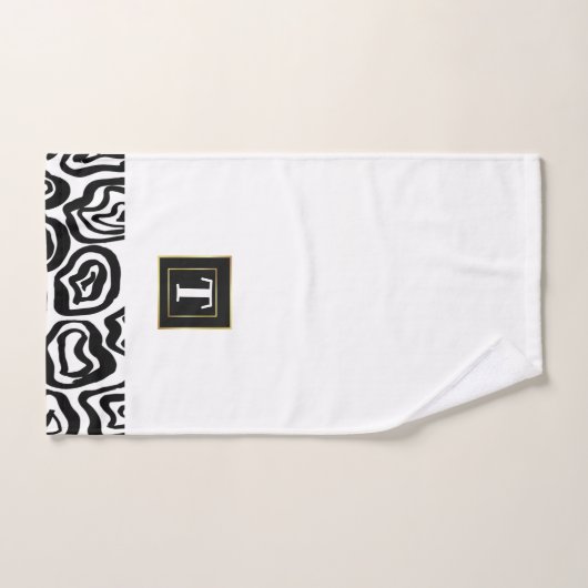 Monogram Zwarte Witte geborstelde textuur Bad Handdoek (Handdoek)