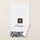 Monogram Zwarte Witte geborstelde textuur Wishandd Bad Handdoek (Handdoek)