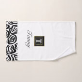 Monogram Zwarte Witte geborstelde textuur Wishandd Bad Handdoek (Handdoek)