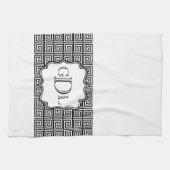 Monogram zwarte & witte Griekse Keukenhanddoek (Horizontaal)