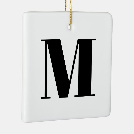 Monogram zwarte witte initiaal Kerstmis Keramisch Ornament (Rechts)