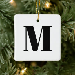 Monogram zwarte witte initiaal Kerstmis Keramisch Ornament
