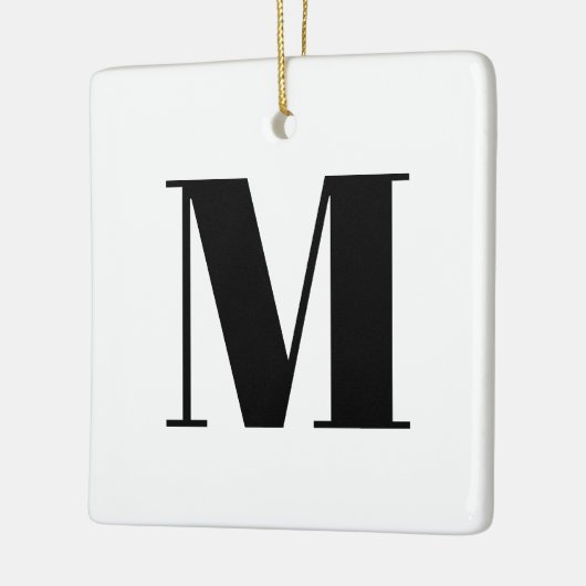 Monogram zwarte witte initiaal Kerstmis Keramisch Ornament (Links)