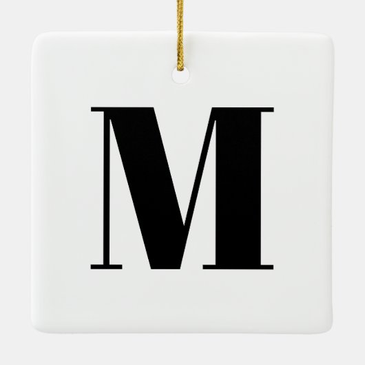 Monogram zwarte witte initiaal Kerstmis Keramisch Ornament (Achterkant)