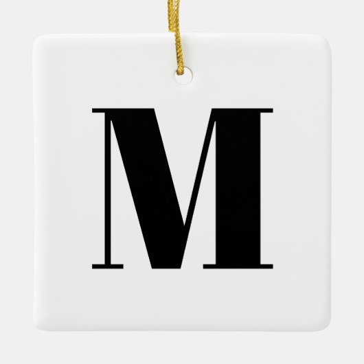 Monogram zwarte witte initiaal Kerstmis Keramisch Ornament (Voorkant)