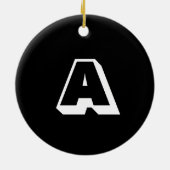 Monogram zwarte witte initiaal Kerstmis Keramisch Ornament (Achterkant)