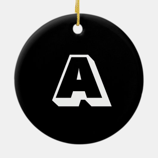 Monogram zwarte witte initiaal Kerstmis Keramisch Ornament (Achterkant)