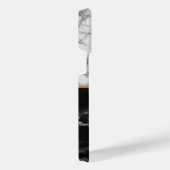 Monogram zwarte witte marmer Aangepaste Letter iPhone Hoesje (Rechterkant)