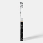 Monogram zwarte witte marmer Aangepaste Letter iPhone Hoesje (Linkerkant)