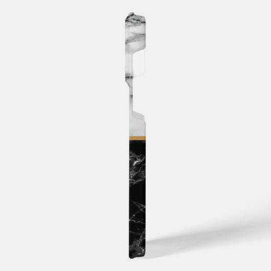 Monogram zwarte witte marmer Aangepaste Letter iPhone Hoesje (Linkerkant)