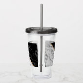 Monogram zwarte witte marmer Acryltumbler Acryl Drinkbeker (Rechts)