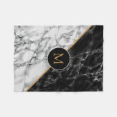 Monogram zwarte witte marmer fleece deken (Voorkant (Horizontaal))