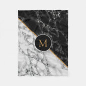 Monogram zwarte witte marmer fleece deken (Voorkant)
