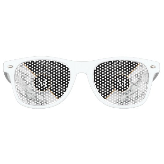 Monogram Zwarte Witte Marmeren Aviator Zonnebril (Voorkant)