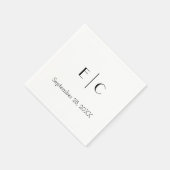 Monogram zwarte witte minimalistische trouwdatum servet (Hoek)