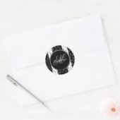 Monogram zwarte & witte moysiestrips ronde sticker (Envelop)