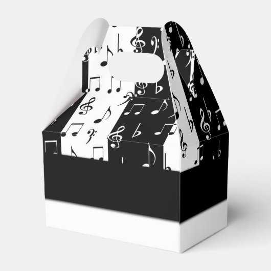 Monogram zwarte & witte muziekstrips Gable Box 2 Bedankdoosjes (Achterkant)
