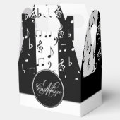 Monogram zwarte & witte muziekstrips Gable Box 2 Bedankdoosjes (Geopend)