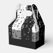 Monogram zwarte & witte muziekstrips Gable Box Bedankdoosjes (Achterkant)