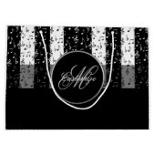 Monogram zwarte & witte muziekstrips Grote zak 2 Groot Cadeauzakje (Achterkant)