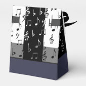 Monogram zwarte & witte muziekstrips Tekstvak 2 Bedankdoosjes (Achterkant)