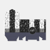 Monogram zwarte & witte muziekstrips Tekstvak 2 Bedankdoosjes (Uitgevouwen)