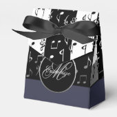 Monogram zwarte & witte muziekstrips Tekstvak 2 Bedankdoosjes (Voorkant Zijde)