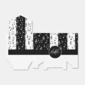 Monogram zwarte & witte muziekstrips Tent Box Bedankdoosjes (Uitgevouwen)