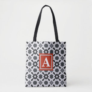 Monogram Zwarte & Witte Patroentas Tote Bag