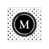 Monogram | Zwarte witte polka stippen Rubberstempel (Afrduk)