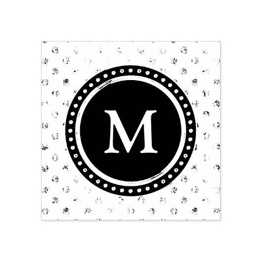 Monogram | Zwarte witte polka stippen Rubberstempel (Afrduk)